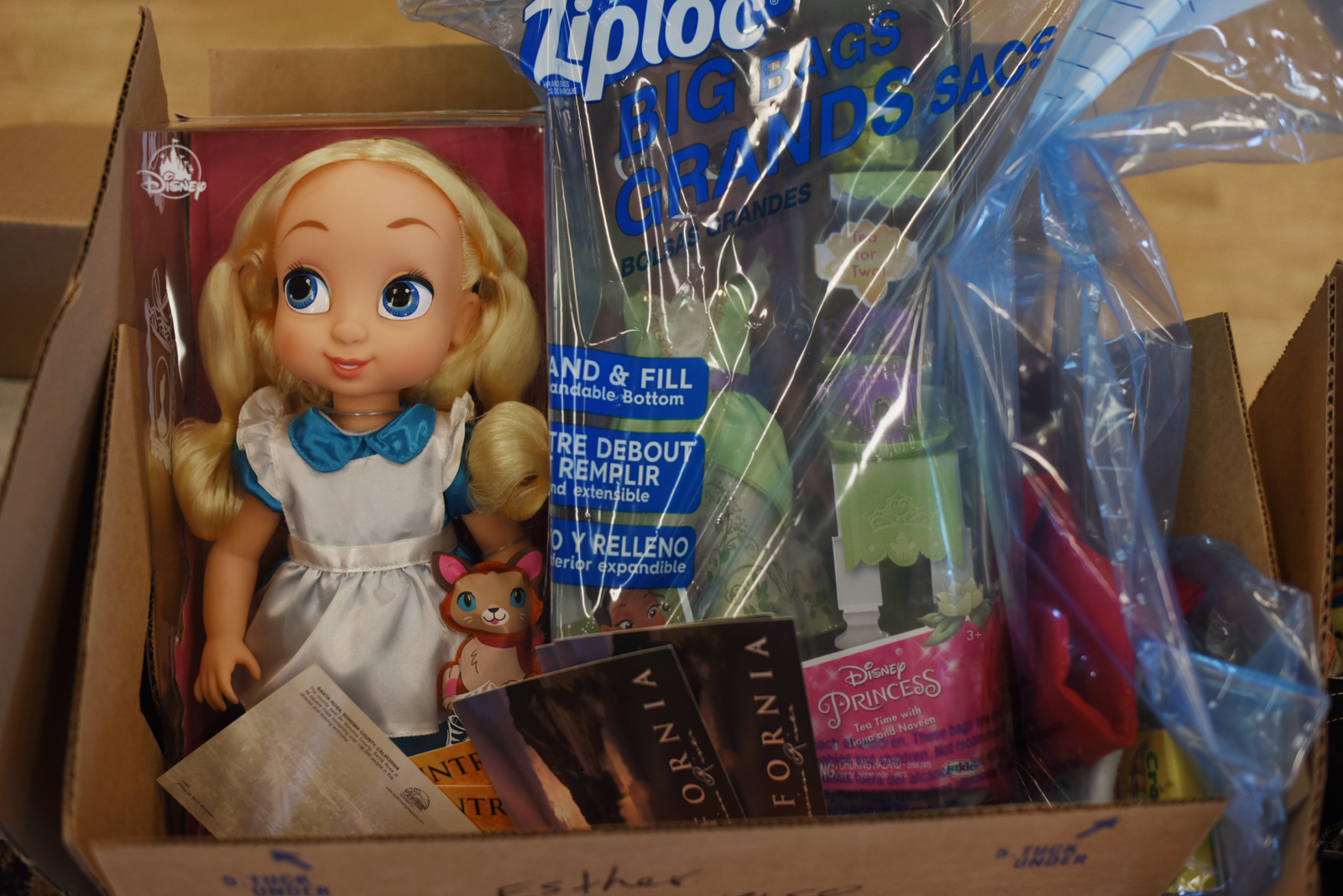 Donation box containing children's toys.