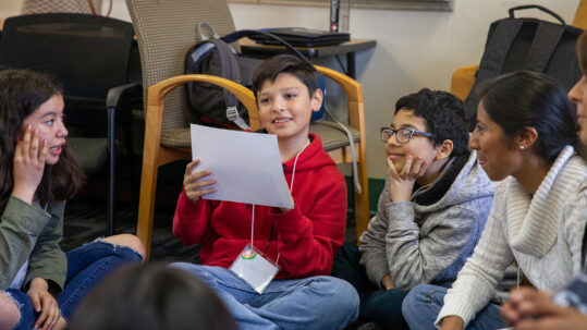 Students at Lincoln Elementary participate in a classroom activity hosted by nonprofit La Plaza, 2019.